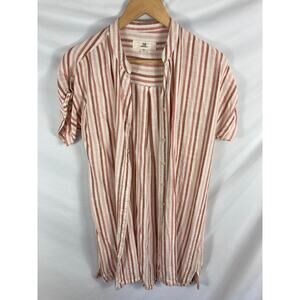 Thread & Supply Stripe Linen Blend Button Up Tunic Coverup Size small